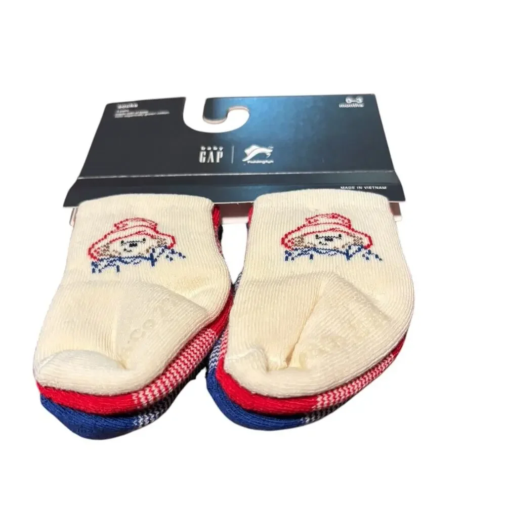 NWT 0-3M Baby Gap Paddington Socks, 3 pair